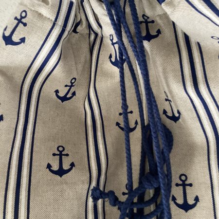 Large Boat/Sea Themed Anchor Blue Beige Lined Beach Duffle Bag with Drawstring