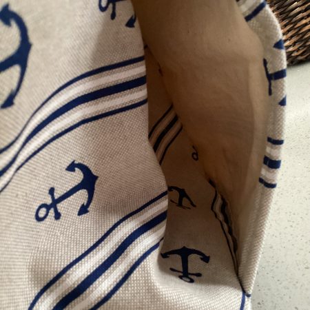 Large Boat/Sea Themed Anchor Blue Beige Lined Beach Duffle Bag with Drawstring