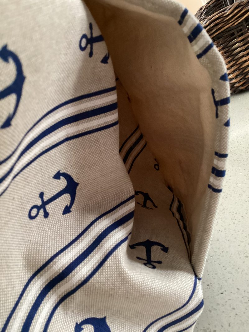 Large Boat/Sea Themed Anchor Blue Beige Lined Beach Duffle Bag with Drawstring