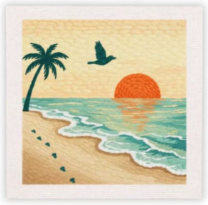 Punch Needle Kit | Beach (30x30cm with Frame)