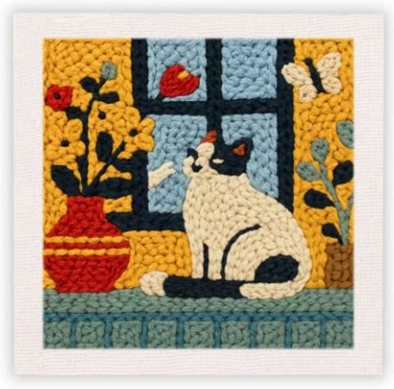 Punch Needle Kit | Cat and Flower