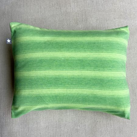 Mini pillow with removable cover (“Spring-Green Stripes”)