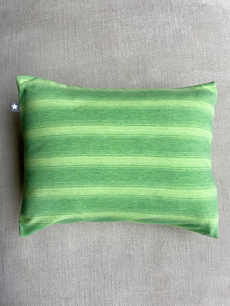 Mini pillow with removable cover (“Spring-Green Stripes”)