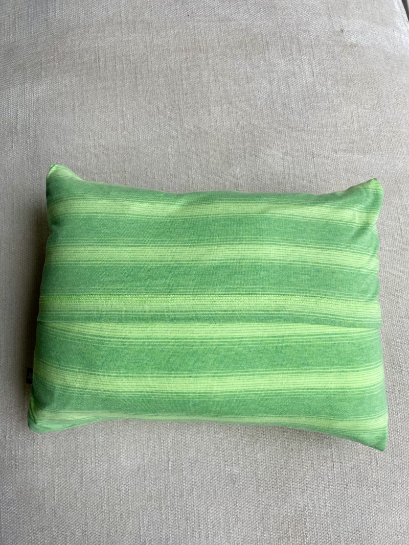 Mini pillow with removable cover (“Spring-Green Stripes”)