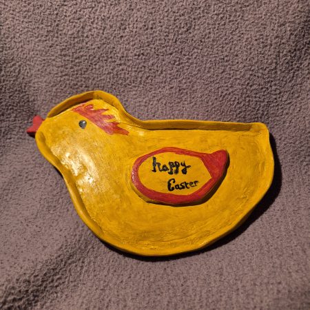 Air dry clay easter chick plate