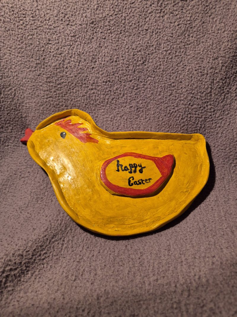 Air dry clay easter chick plate