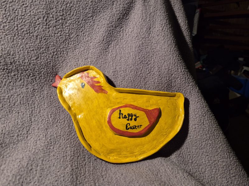 Air dry clay easter chick plate