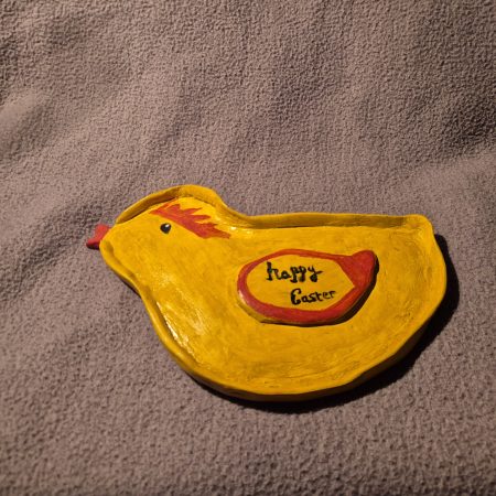 Air dry clay easter chick plate