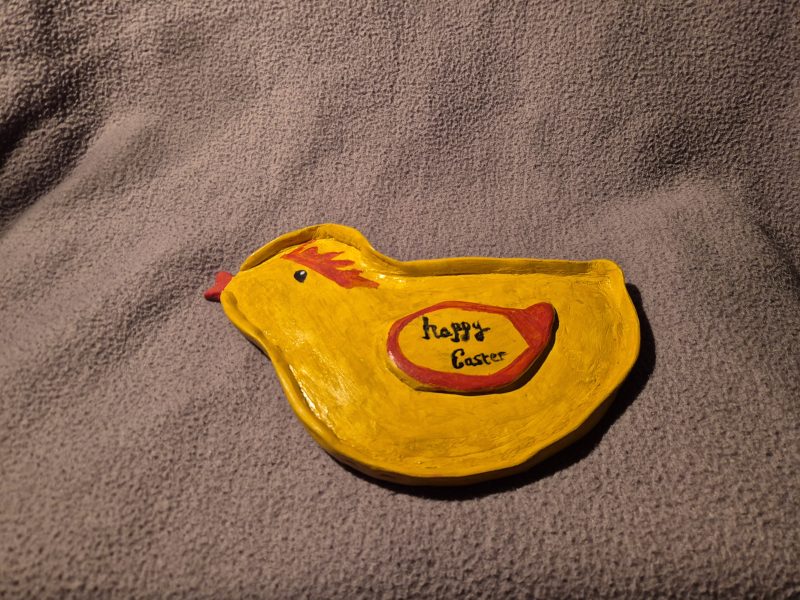 Air dry clay easter chick plate