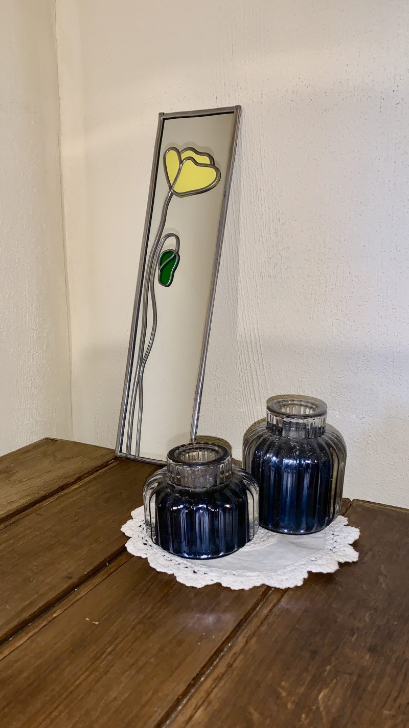 Stained glass effect Mirrors with Yellow Poppy