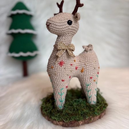 Woodland Whisper - Handmade Reindeer on Mossy Wood Slice