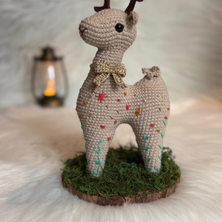 Woodland Whisper - Handmade Reindeer on Mossy Wood Slice