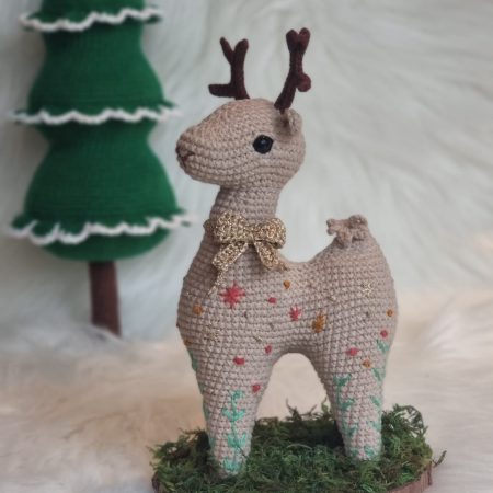 Woodland Whisper - Handmade Reindeer on Mossy Wood Slice
