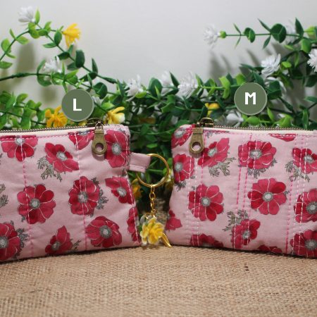Quilted Floral Zipper Pouch • Small Handmade Coin Purse