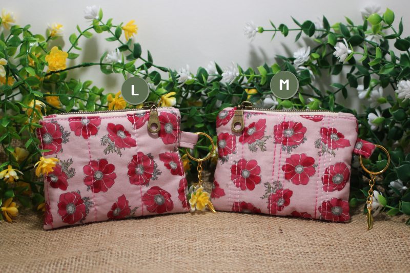 Quilted Floral Zipper Pouch • Small Handmade Coin Purse