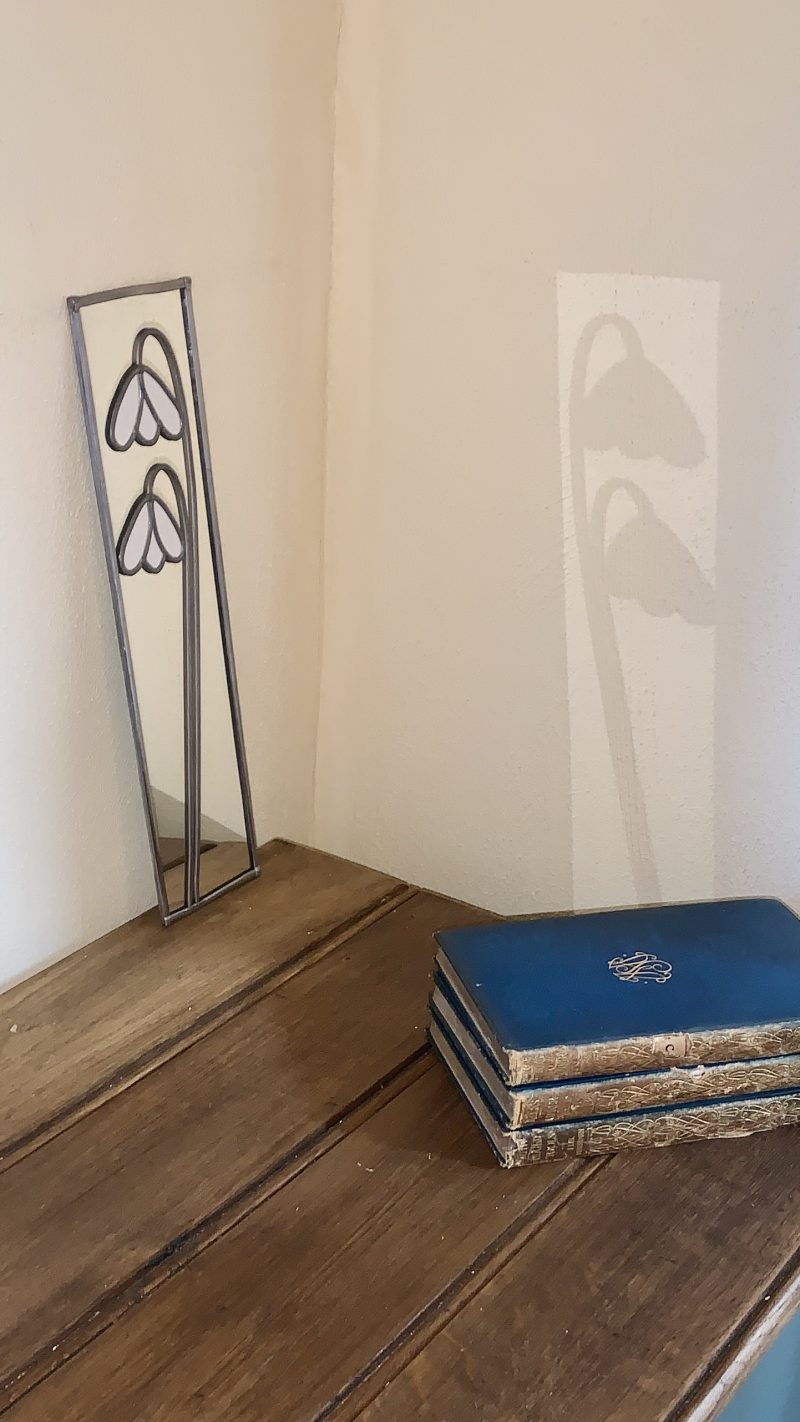 Stained glass effect Mirrir with Art Nouveau Snowdrops