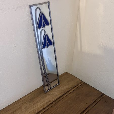 Stained glass effect Mirror with Art Nouveau style Bluebells.