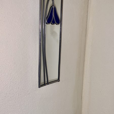 Stained glass effect Mirror with Art Nouveau style Bluebells.