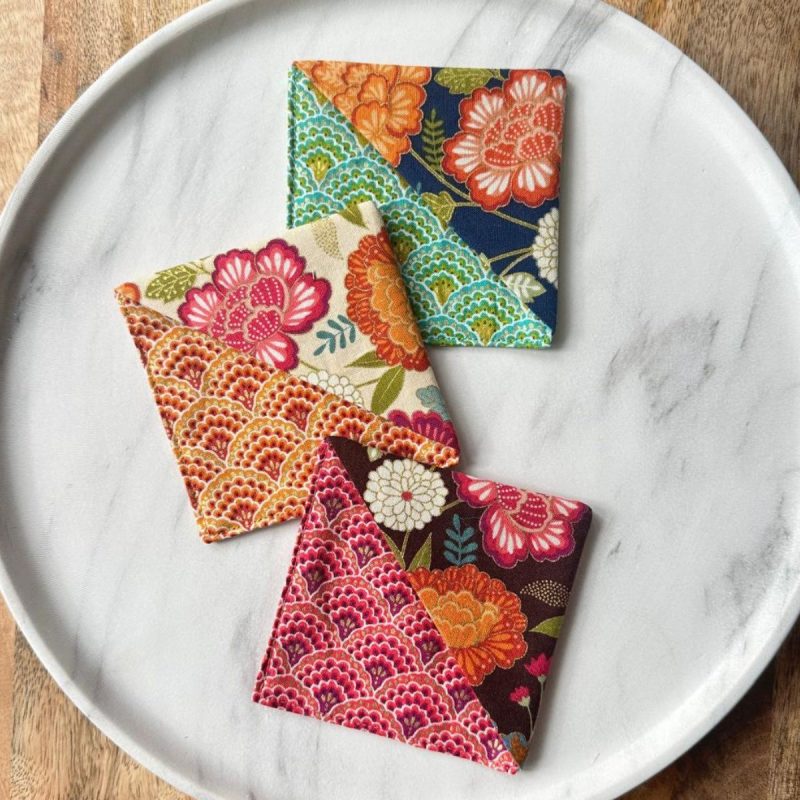Fabric Corner Bookmark, Japanese Floral Print, Origami Page Marker, Books Lover Gift