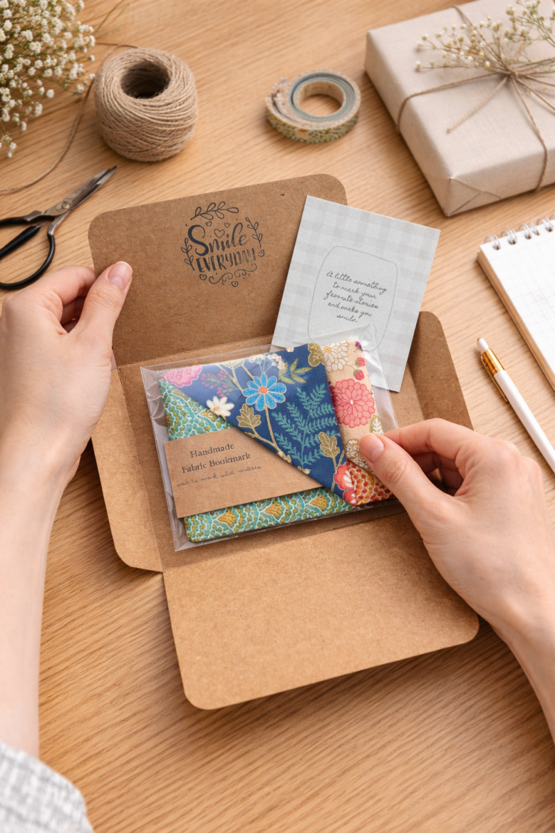 Fabric Corner Bookmark, Japanese Floral Print, Origami Page Marker, Books Lover Gift