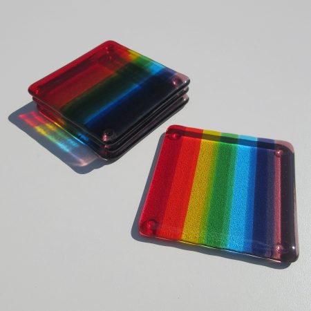 Handmade Fused Glass Rainbow Coaster