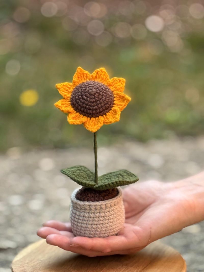 Handmade Beautiful Sunflower in Pot - Gift Unique Flower Decor