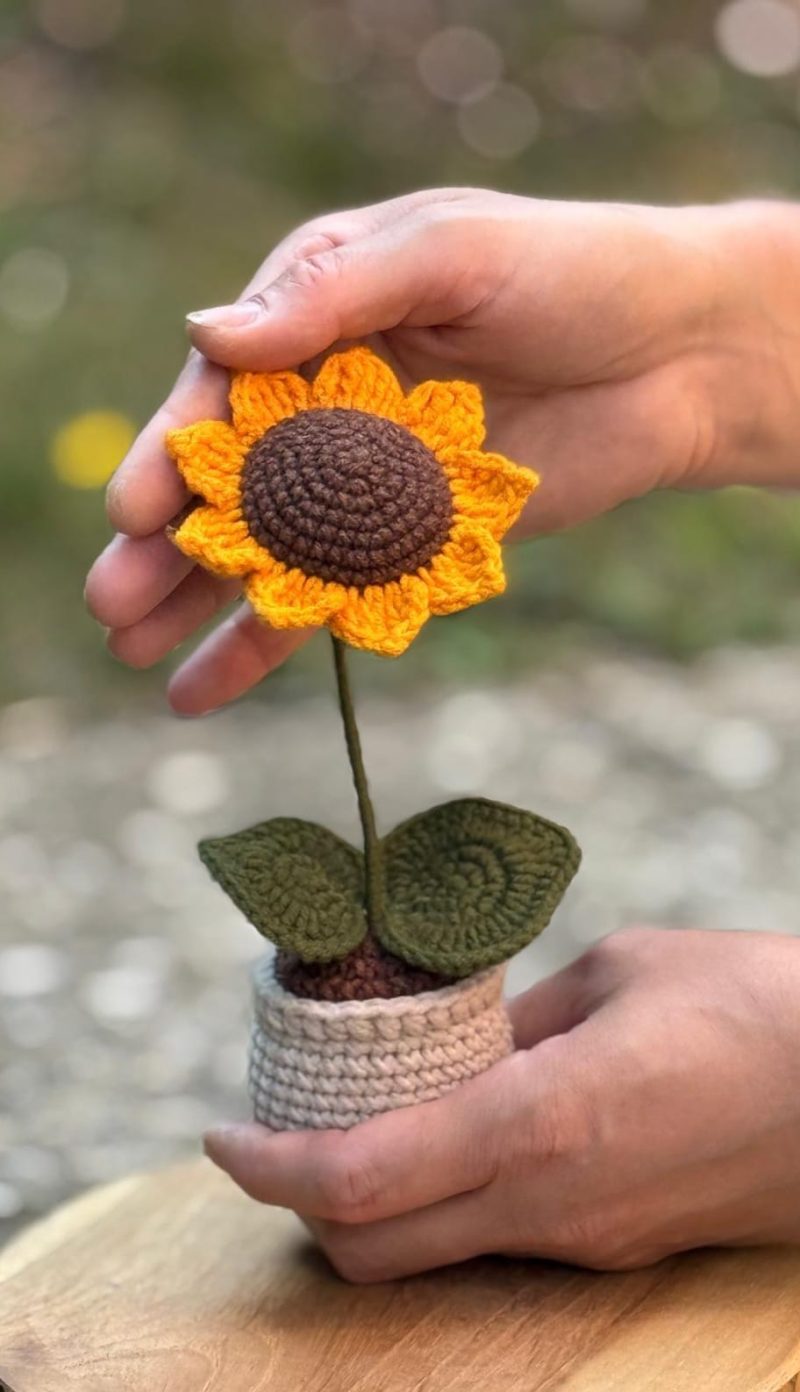 Handmade Beautiful Sunflower in Pot - Gift Unique Flower Decor