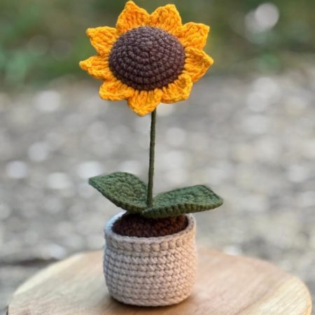 Handmade Beautiful Sunflower in Pot - Gift Unique Flower Decor