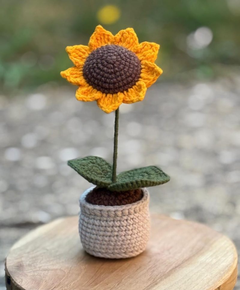 Handmade Beautiful Sunflower in Pot - Gift Unique Flower Decor