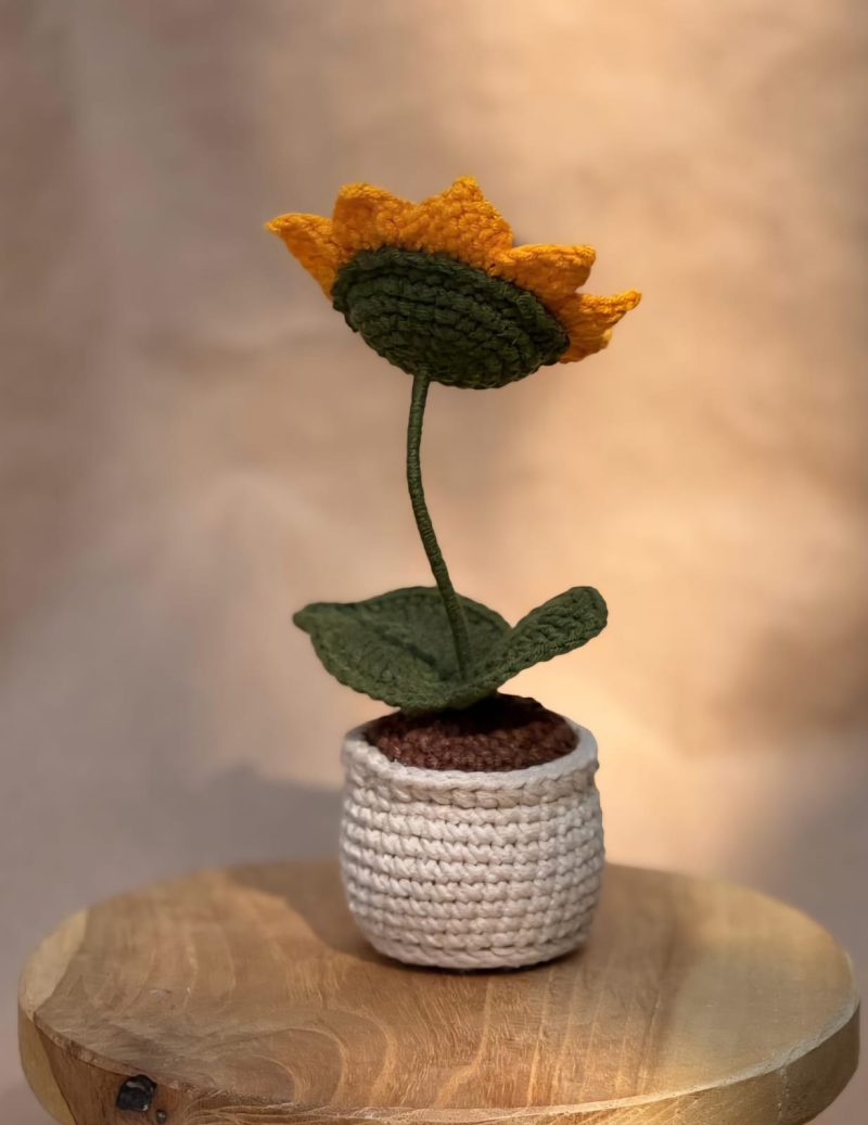Handmade Beautiful Sunflower in Pot - Gift Unique Flower Decor
