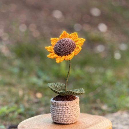 Handmade Beautiful Sunflower in Pot - Gift Unique Flower Decor