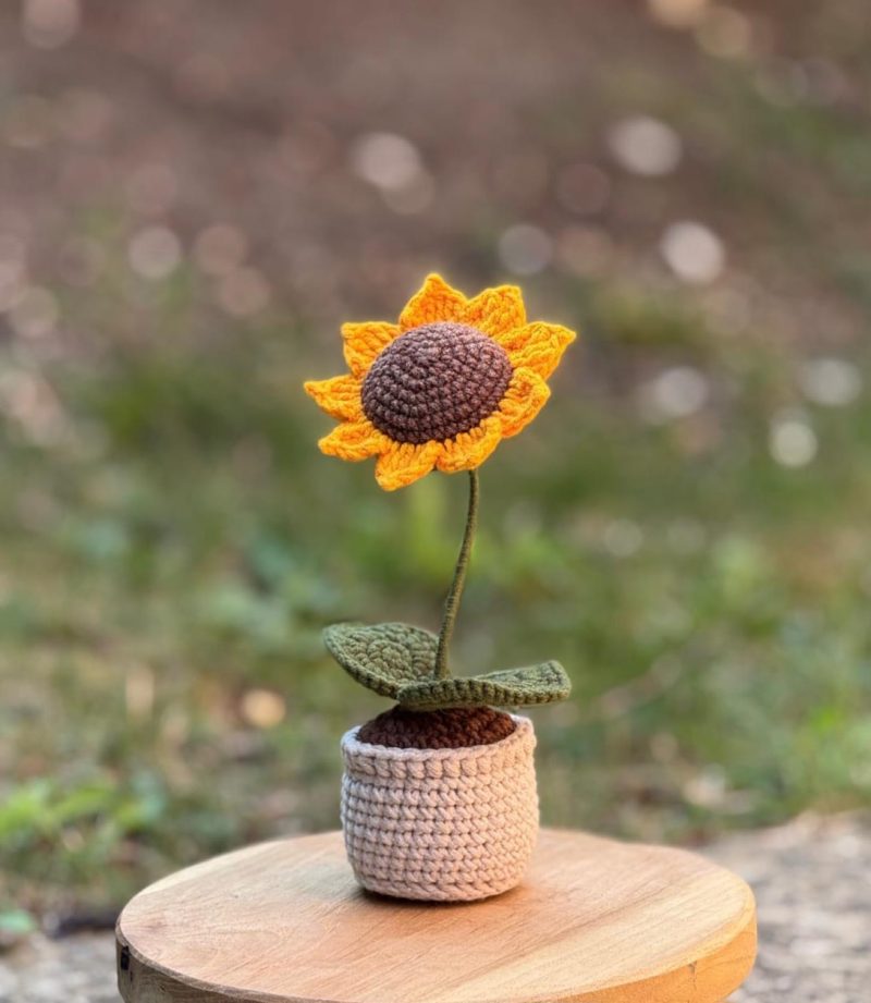 Handmade Beautiful Sunflower in Pot - Gift Unique Flower Decor