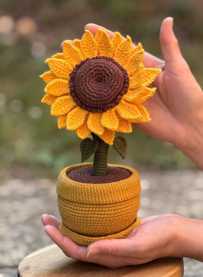 Handmade Sunflower in Pot – Gift Unique Flower Decor