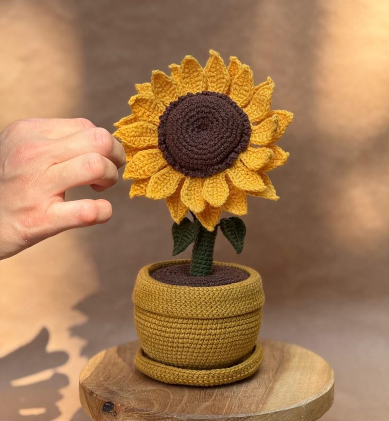 Handmade Sunflower in Pot – Gift Unique Flower Decor