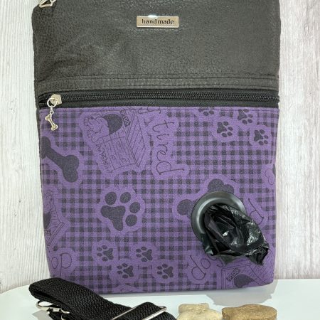 Black and Purple Dog Walking Crossbody Bag