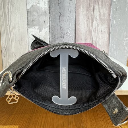 Black and Pink Dog Walking Crossbody Bag