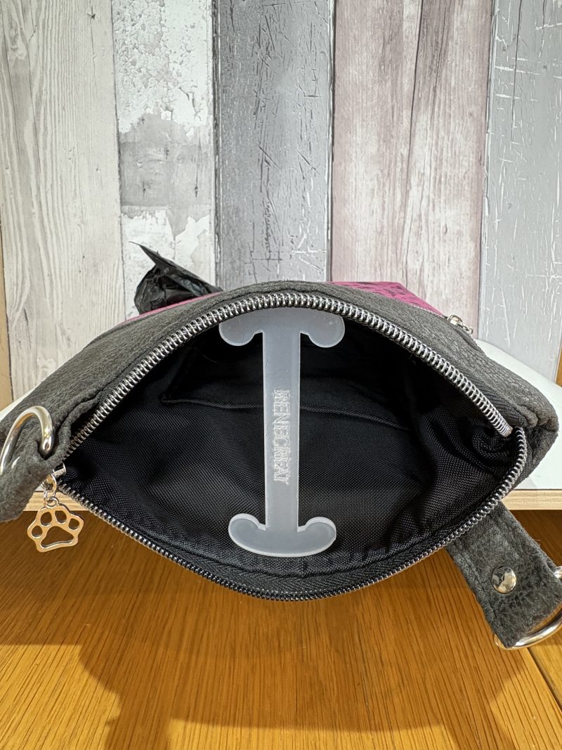 Black and Pink Dog Walking Crossbody Bag