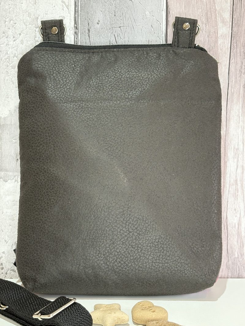 Black and Pink Dog Walking Crossbody Bag