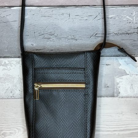 Brown snakeskin effect faux vinyl mini crossbody pouch