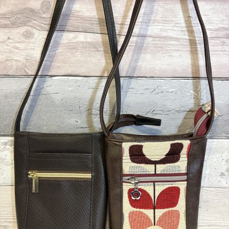 Brown snakeskin effect faux vinyl mini crossbody pouch