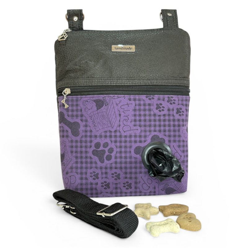 Black and Purple Dog Walking Crossbody Bag