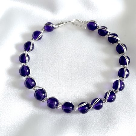 Handmade Wire Wrapped Purple Chalcedony Bangle