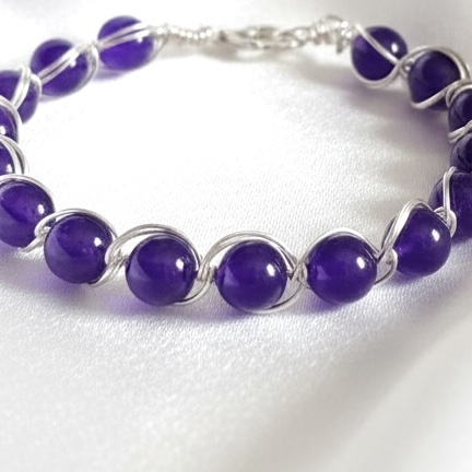Handmade Wire Wrapped Purple Chalcedony Bangle