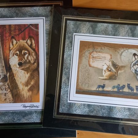2 Wolf Mounted Pictures 12 x 10