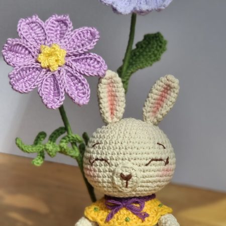 Handmade Bunny Decor on Wood Slice, Rustic Nursery Accent
