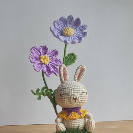 Handmade Bunny Decor on Wood Slice, Rustic Nursery Accent
