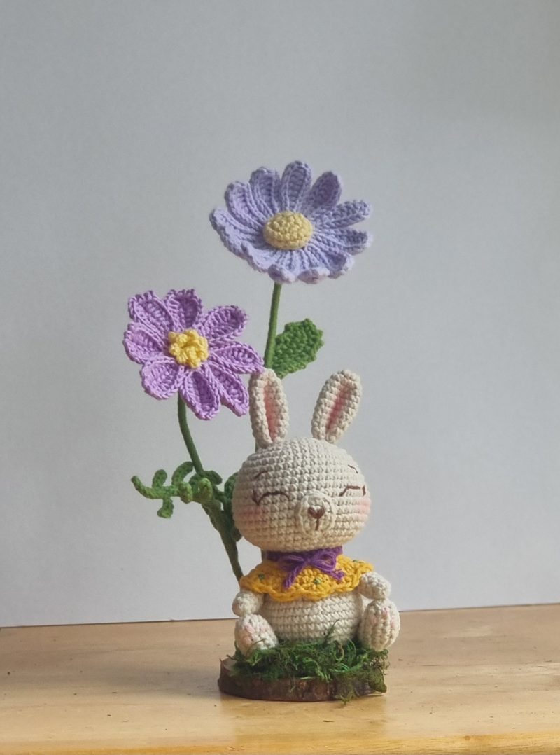 Handmade Bunny Decor on Wood Slice, Rustic Nursery Accent