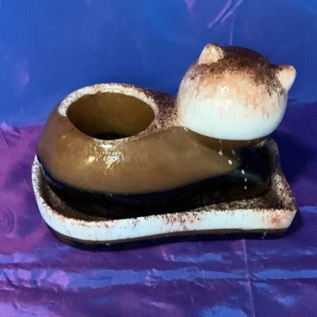 Handcrafted Cappuccino Inspired Cat Planter & Tray. Succulent Cactus Plant Pot.