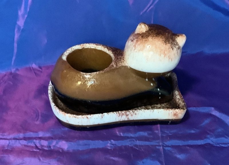 Handcrafted Cappuccino Inspired Cat Planter & Tray. Succulent Cactus Plant Pot.