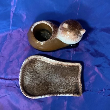 Handcrafted Cappuccino Inspired Cat Planter & Tray. Succulent Cactus Plant Pot.